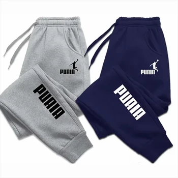 PUAIA Print Men's Pants Autumn/Winter New Sport Jogging Trousers Fitness Loose Fit Clothing Solid Color Outfit Streetwear Pants 1