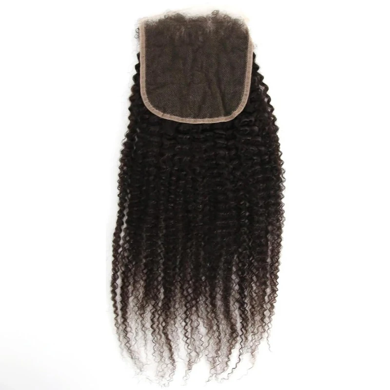Afro Kinky Curly 5x5 Lace Closure Pre Plucked Brazilian Virgin Hair Baby Hair Human Transparent Lace Closure For Women