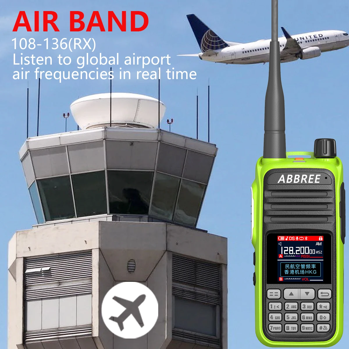 ABBREE AR-730 Full Band Wireless Copy Frequency Air Band Amateur WalkieTalkie Outdoor Intercom UHF VHF Ham Transceiver Traveling