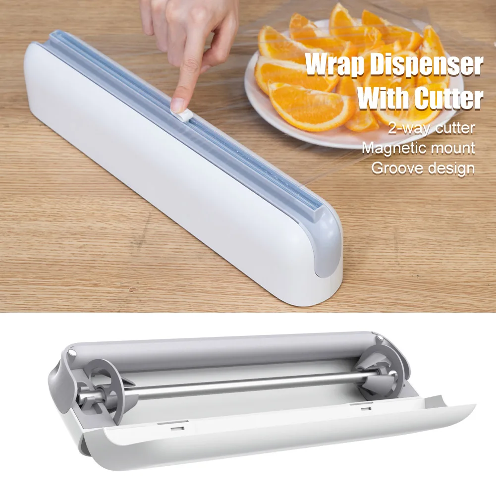 

Magnetic Cling Film Wrap Dispenser Plastic Wrap Cutter Food Wrap Dispenser Kitchen Tool Non-toxic Baking Paper Cutter Dispenser