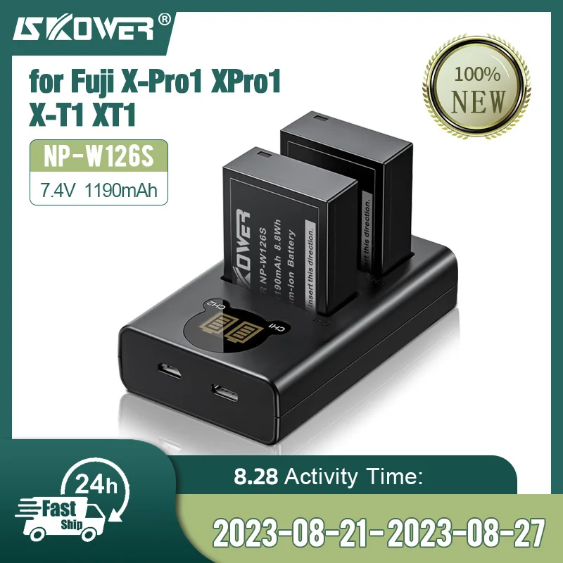 Batterie (Paquet De 2) Et Double Chargeur USB Pour Fujifilm X100V, X100F, X- A5, X-A10, X-E4, X-Pro2, X-Pro3, X-T1, X-T2, X-T3, X-T10, X-T20, X-T30, X-T30 II, X-T100, X-T200