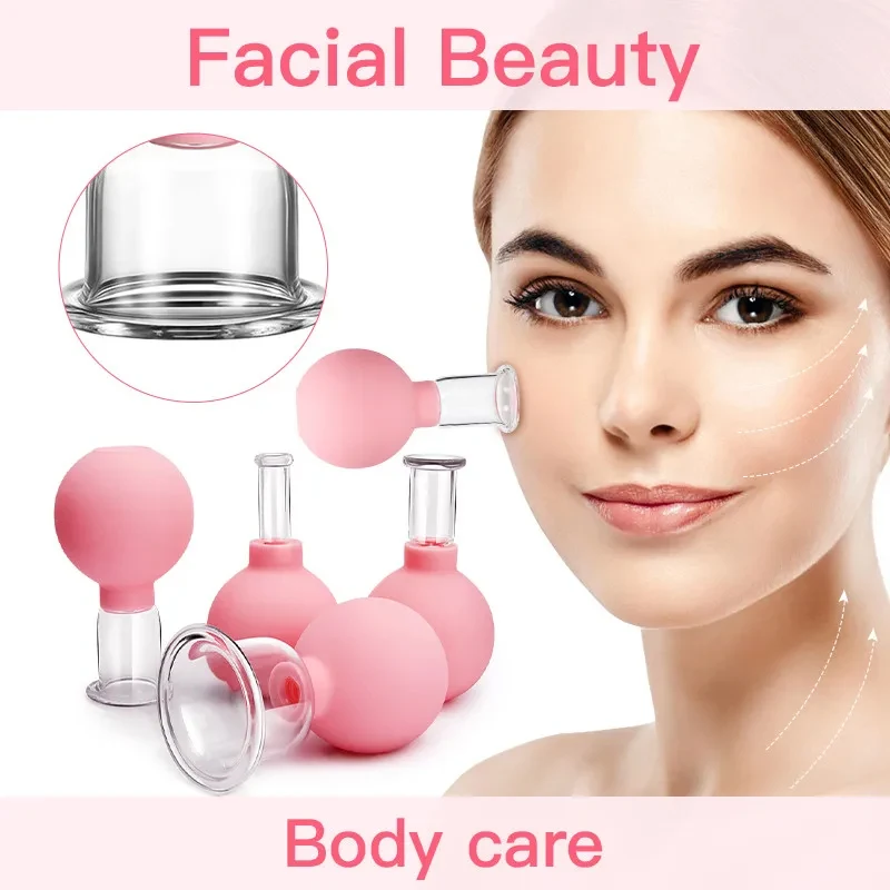 SiliconeVacuumCuppingCupRubberFaceMassagerGlassSuctionBody