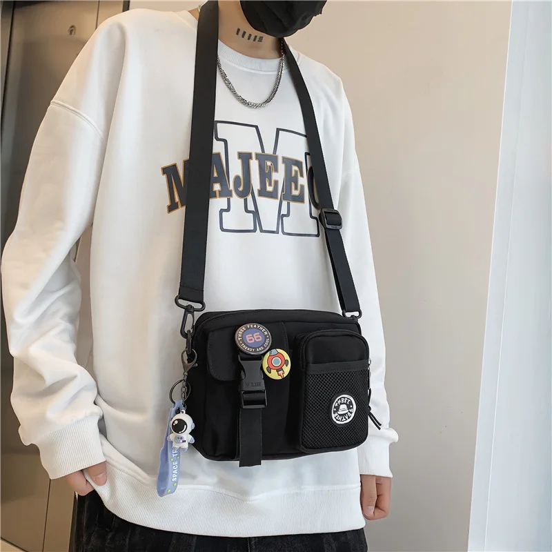 Unisex Nylon Cute Small Messenger Multiple Pockets Sling Shoulder Bag Handbag for College Work Travel Gym