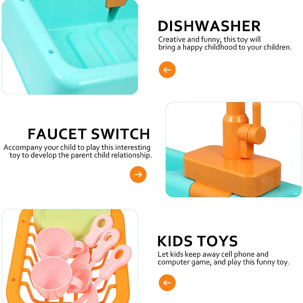 Kids Kitchen Toys Simulation Electric Dishwasher Pretend Play Mini Kitchen Food Educational Summer Toys Role Playing Girls