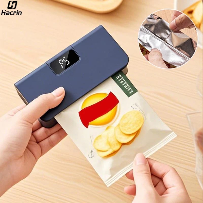 Portable Sealing Machine Plastic Bag Sealer Mini Handheld Rechargeable for Food Packaging