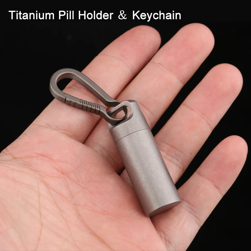 

Pure Titanium Waterproof Mini Sealed Pill Box Portable Medicine Container Drug Holder Capsule Outdoor First Aid Tools Pill Case
