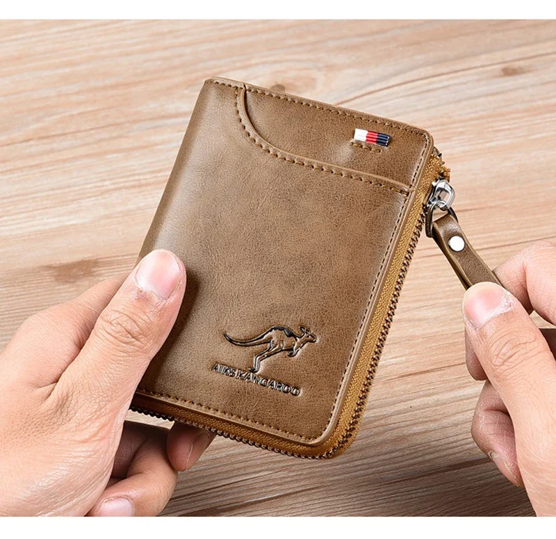 Luxury RFID Blocking Wallet - Mens Zipper Business Card Holder