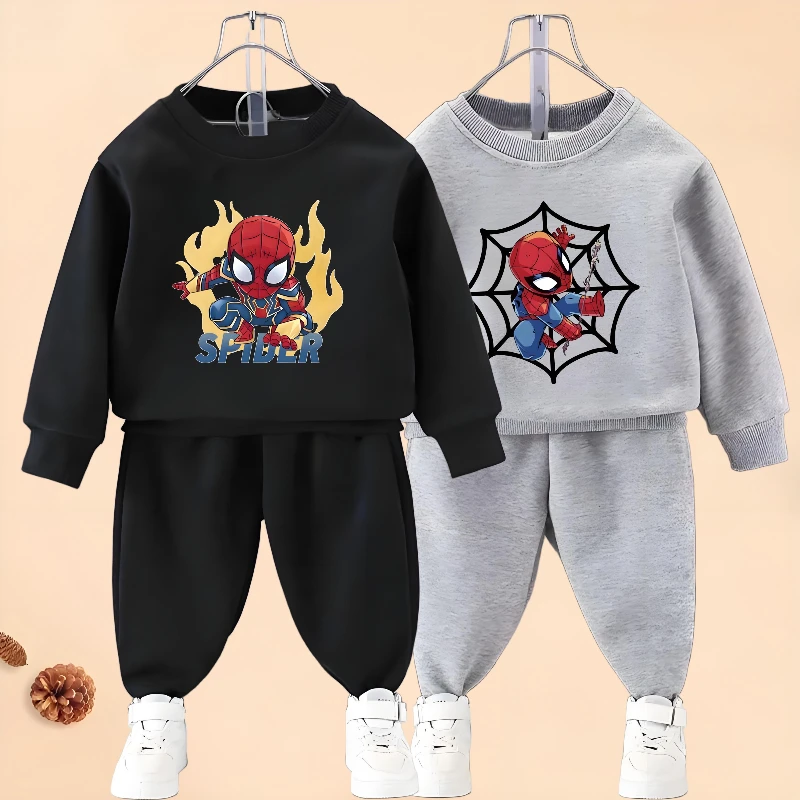 2026 Marvel Boys Long Sleeve Hoodies Sets Fall Children's Cartoon Pullover and Trousers Two Piece Suit Kids Casual Sweatsuit