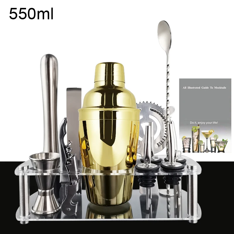 

750ml 800ml Black Rose Gold Cocktail Shaker Stainless Steel Martini Mixer Bartender Shakers Kit Pourer Bar Tools Accessories
