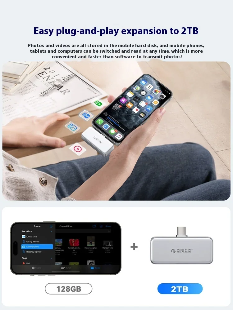 ORICO 마그네틱 휴대용 SSD 1TB 512GB 2TB 외장 PSSD 20Gbps iPhone15/16 Pro MateBook용 4K ProRes 비디오 녹화 지원