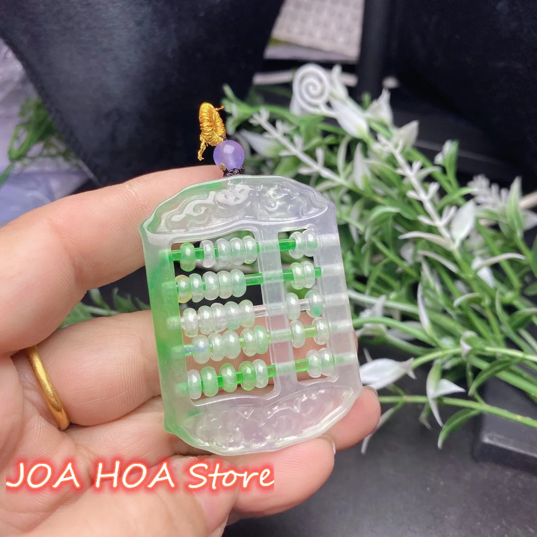 Emerald Ice Seed Careful Planning Handcrafted Pendant Natural Jadeite Hollow Out Necklace Chain Accessories Exquisite Jewelry