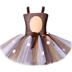 Enchanting Girls' Reindeer Tutu Dress - Festive Costume for Halloween, Christmas, and Birthday Celebrations (Only 1pcs Dress)