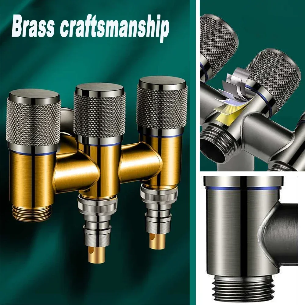 1pc Toilet Companion Corner Valve, Toilet Irrigator One In Two Out Corner Valve, Double Open Faucet, Anti-slip Handwheel, Toilet