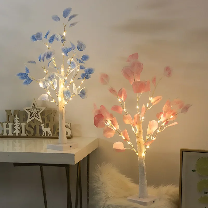 

USB Floor Artificial Tree Lamp Girl Bedroom Tabletop Glowing Night Show Light DIY Mall Stage Christmas Party Lighting Decor
