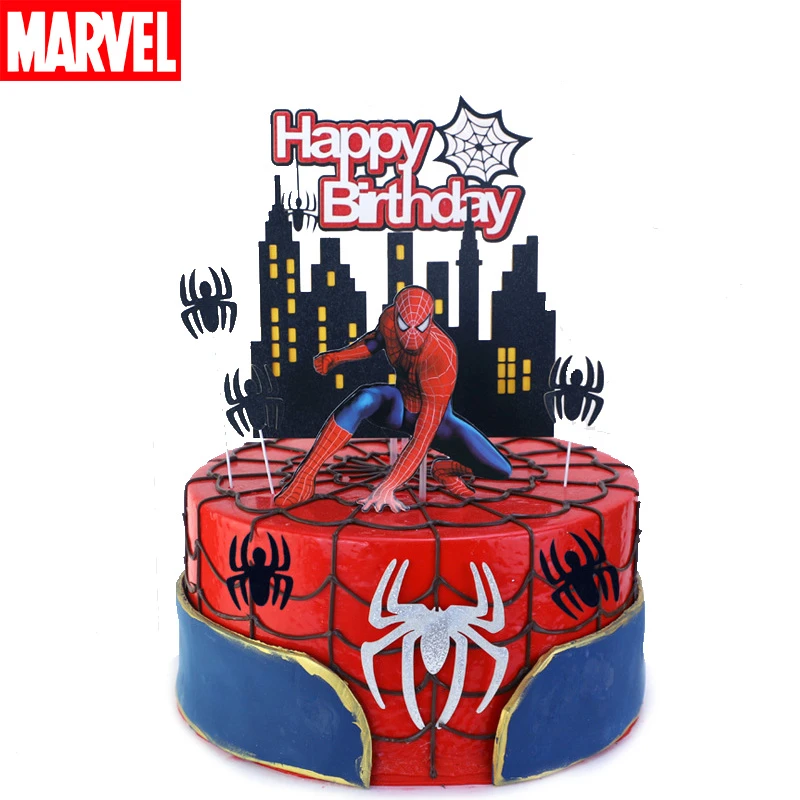 Disney Bandera de pastel de Spiderman para niños, Decoración de cumpleaños,  figuras de Anime de dibujos animados, suministros de accesorios de fiesta de  Marvel Spider Man| | - AliExpress