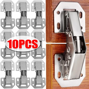 10/1PCS 90 Degree Steel Cabinet Hinges No-Drilling HoleHydraulic Buffer Hinge Kitchen Cabinet Cupboard Hinges Furniture Hardware