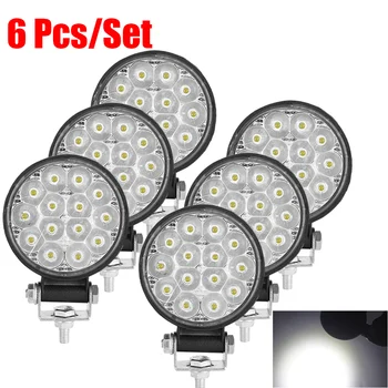 6/4/2Pcs Led 작업 빛 42W/48W 자동차 헤드 라이트 14 Led 자동차 트럭 오프로드 12/24V 야간 운전 SUV 안개 램프