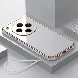 Luxury Square Plating Shockproof Phone Case - Premium Back Cover for OPPO Find X7 Pro (Gs6D White)