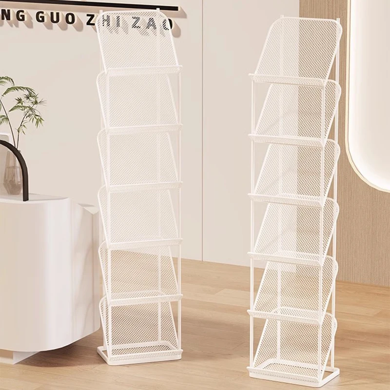 Magazine Rack Brochure Display Stand Floor Newspaper Holder Book Storage Shelf Single Page Organizer Office Furniture FYMR