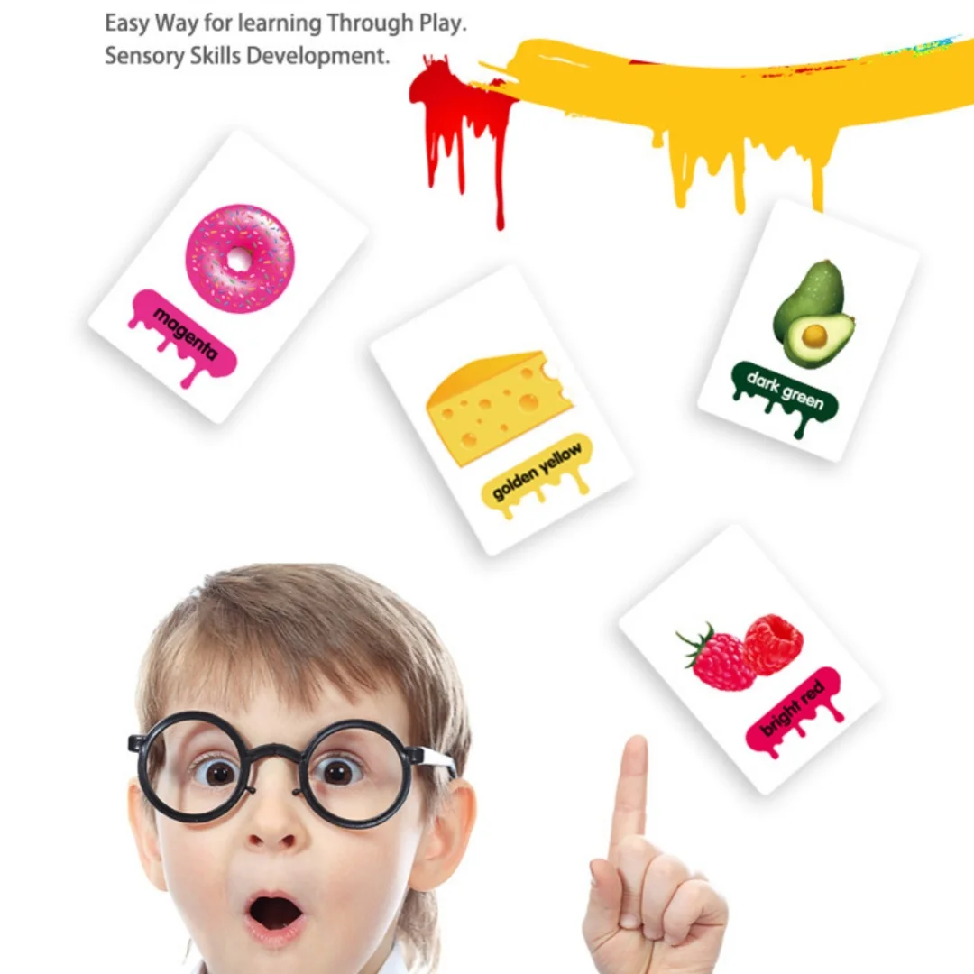 36pcs Children Cognition Cards Animal Color Fruits Double Side Flashcards Montessori Baby Kids Early Educational Toys Gifts 6