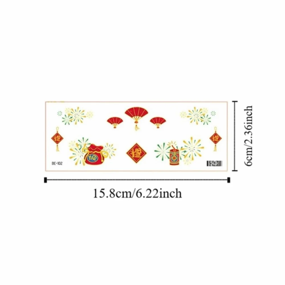 Chinese New Year Makeup Stickers Lunar New Year Blush Stickers  Red envelope Lantern Temporary Tattoo Sticker