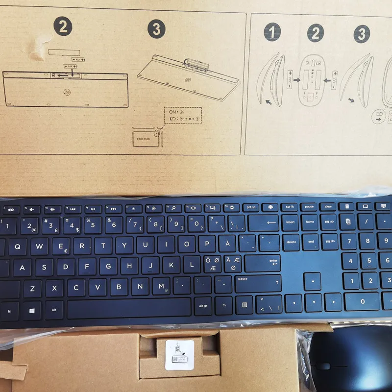 노르딕 레이아웃 초슬림 키보드 및 마우스 HP 710/HP 915/HSAP003K/SK2065 무선 콤보 키보드 및 마우스