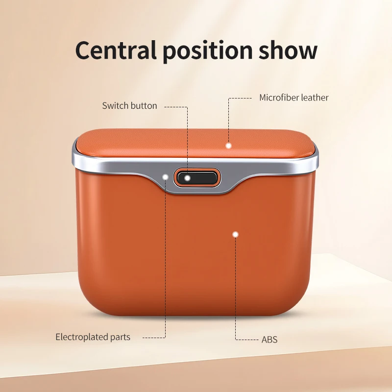 다기능 자동차 쓰레기통(뚜껑 버튼 포함), 습식 및 건식 사용을 위한 걸이형 수납함, 자동차 내부 액세서리, 정리함