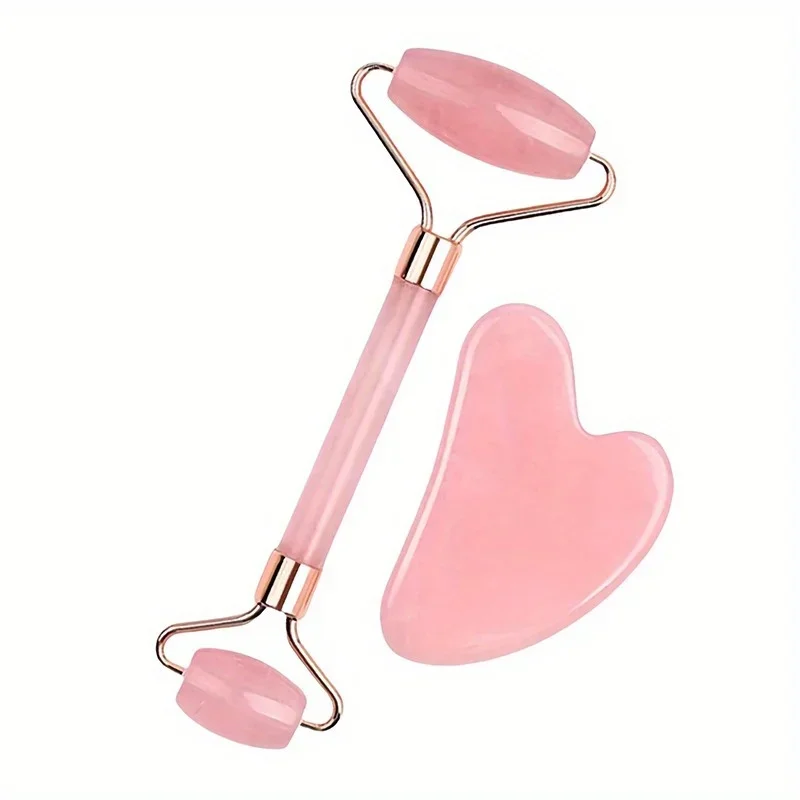 New 2PCS Gua Sha Facial Stone Facial Massager Roller Skin Care Tools Gousha Stone for The Face Roller Gouache Scraper