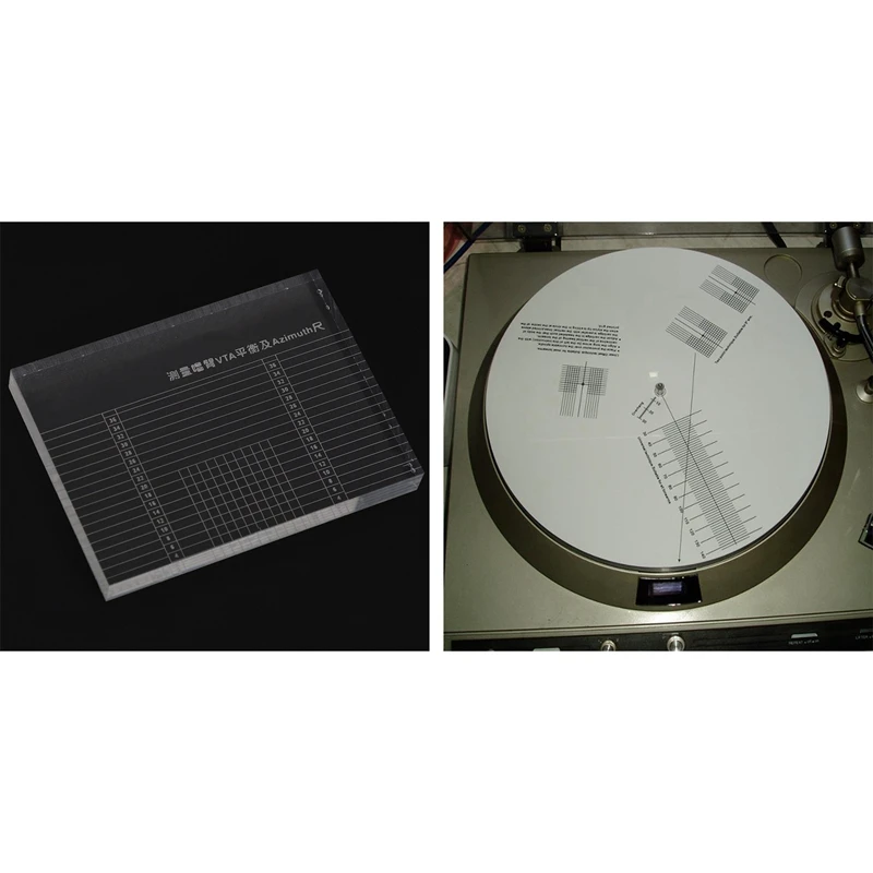 1 Pcs LP Vinyl Record Player Tonearm VTA/Cartridge Azimuth Ruler & 1 Pcs Anti-Sliding LP Vinyl Record Pickup Calibration