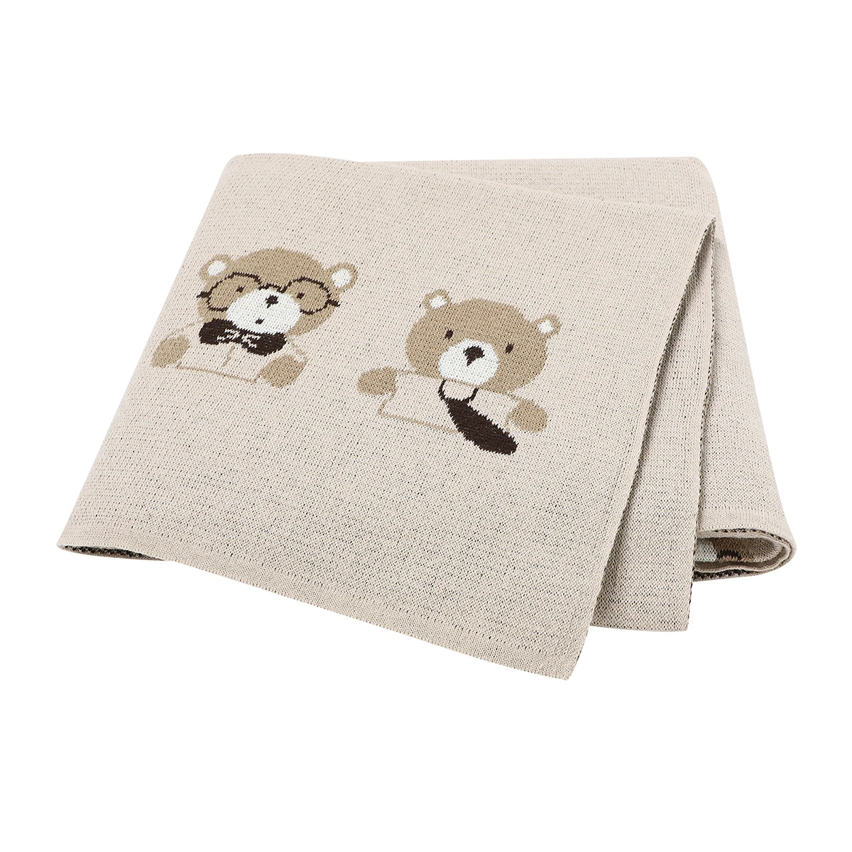 Cute Bear Knitted Baby Blankets Soft Cotton Newborn Shower Gifts Infant Swaddle Wrap Toddler Sleeping Quilts Blanket