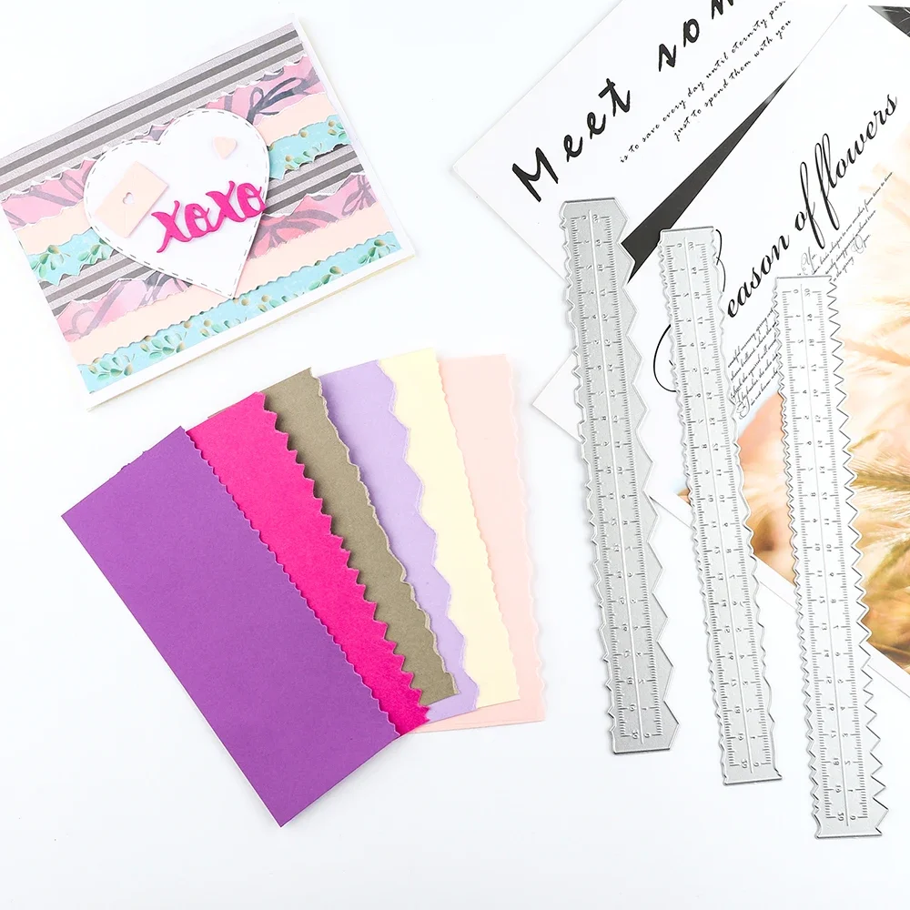 Wavy Edge Paper Tearing Ruler Metal Cutting Dies for Diy Scrapbook Album Paper Card Decoration Crafts Embossing New Dies