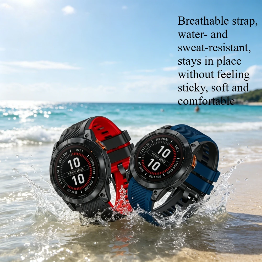 Two-Tone Silicone Sport Watch Band - QuickFit 22mm/26mm Strap