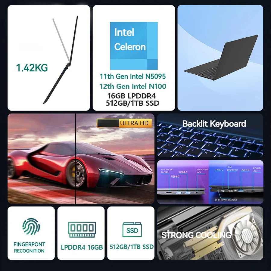 FIREBAT A16 - Laptop puissant 16" léger avec reconnaissance d'empreinte – Image 2