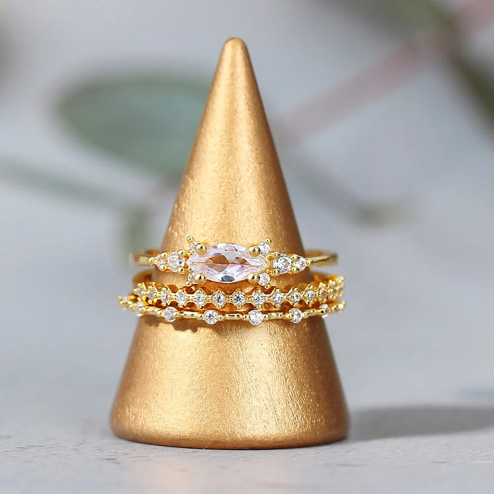 INS Gold Color Noble Trend Dainty Rings for Women Entry Lux Zircon Midi Finger Rings for Girl Anniversary Jewelry KAR229 gold color rings finger ring gold color ring