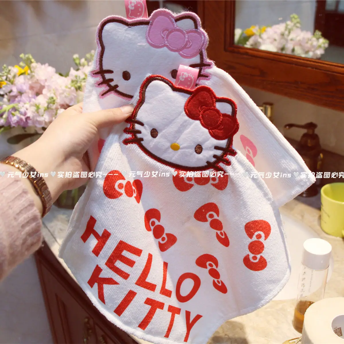 

Hello Kitty Kawaii Embroidered Anime Character Towel Small Square Scarf Water Absorbing Cute Cartoon Doll Girl Toys Gifts