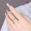 Gold Stackable Rings for WomenDainty 18k Gold Plated CZ Rings,Silver and Gold Rings Set,Multi-Link Connected Rings 6