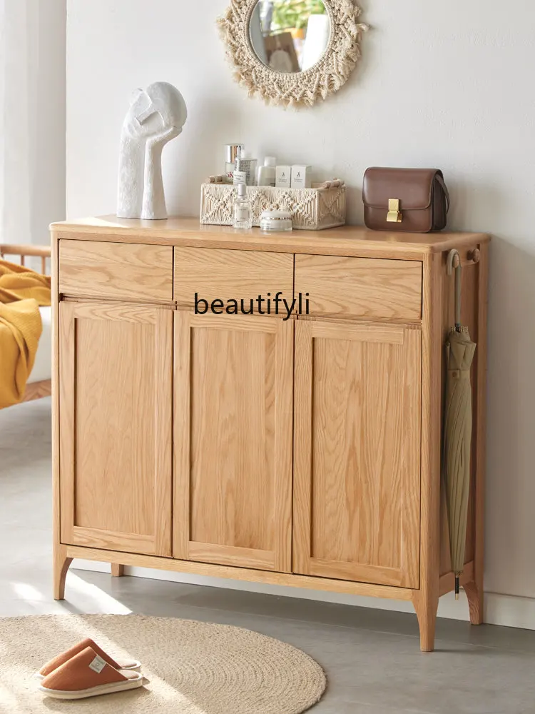 

Современный минималистичный входной шкаф из дуба zqSolid, скандинавский шкаф для хранения большой емкости