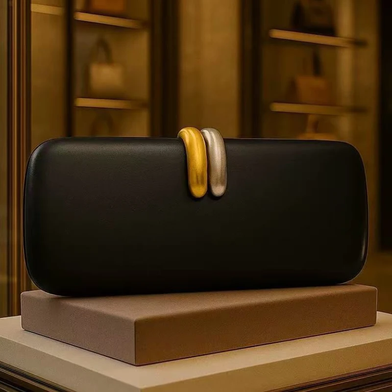 Brand Women's Evening European American Hard-sided Box Clutch Metal Ring Decorated Chain Shoulder/crossbody Bag Wallet_voghion.com