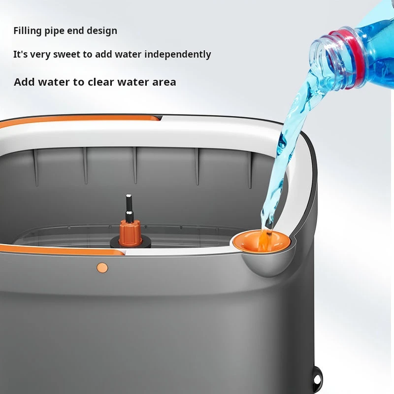 Hand Free Flat Floor 360 Spin Bucket Clean Mop Set Microfiber Sewage Water With Bucket Hand Free Household Lazy Cleaning Mop 4