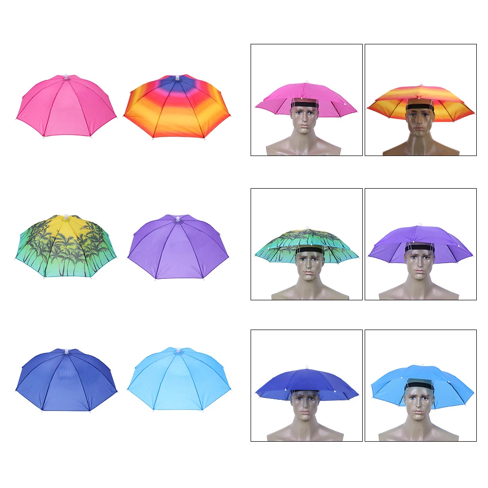 Head Umbrella Hat Waterproof Fishing Hat Portable Anti-Rain Sunshade Elastic Multi-function Lightweight for Outdoor Activities