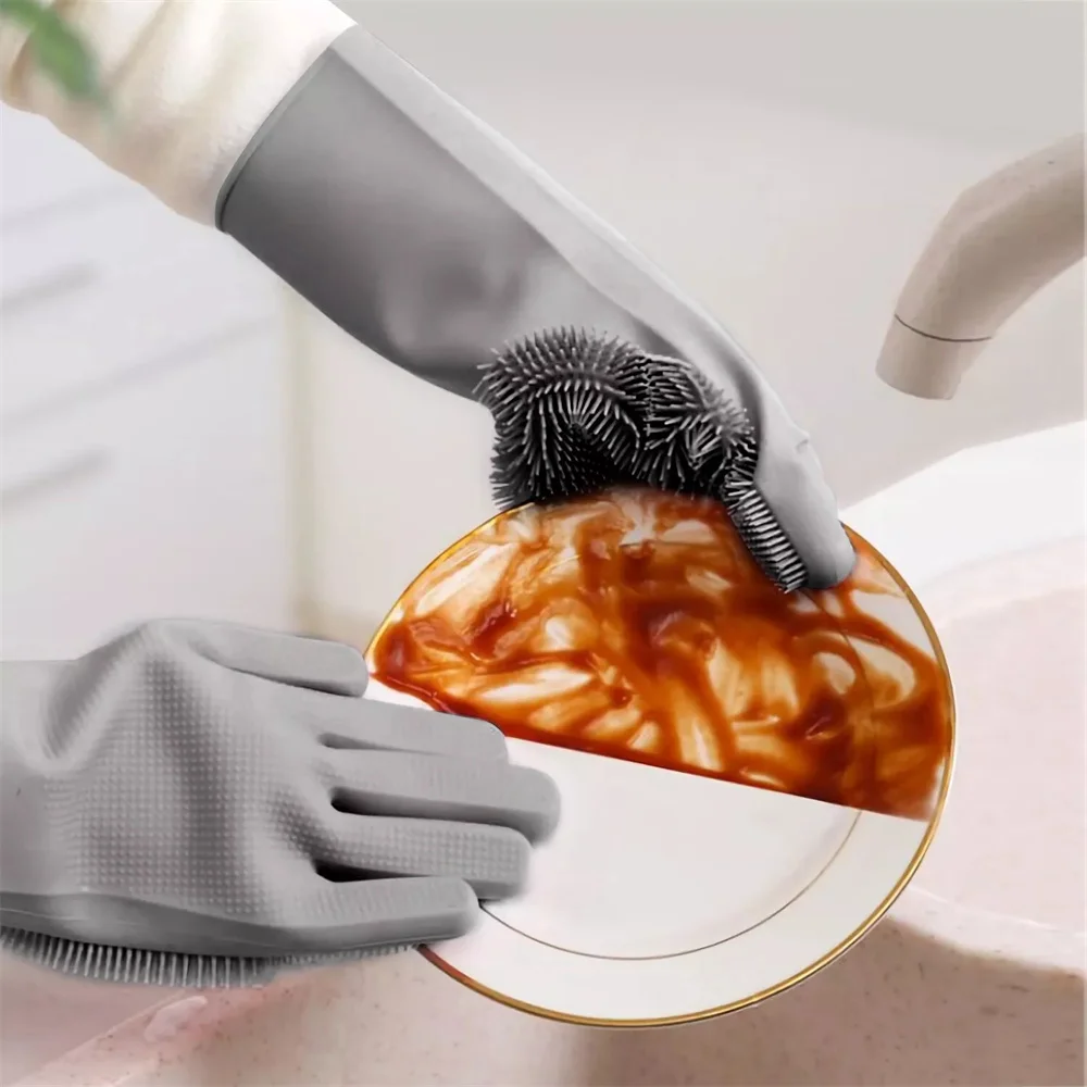 Magic Silicone Rubber Dishwashing Gloves for Household Kitchen Cleaning dishwashing gloves cleaning gloves
