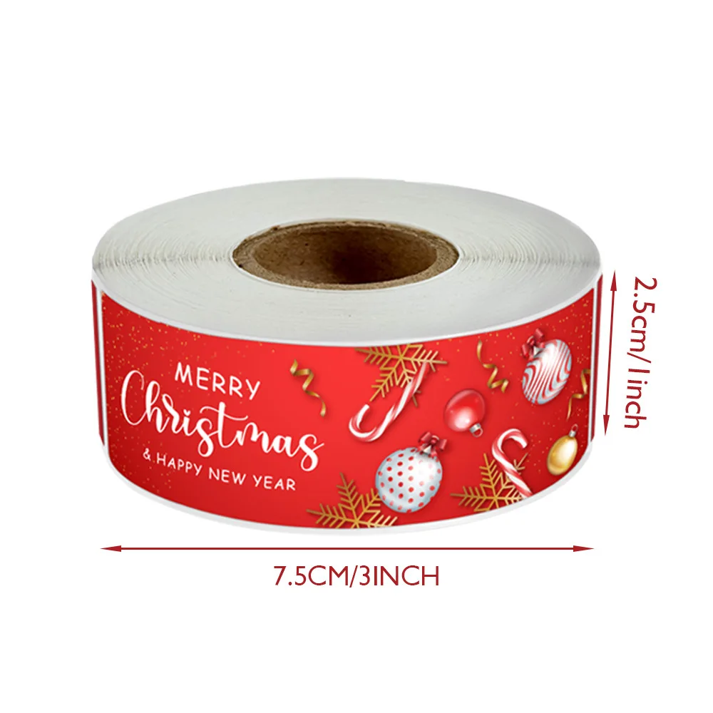 120Pcs/roll Merry Christmas Stickers Happy New Year Gift Sealing Stickers Holiday Candy Bag Box Decoration Stationery Stickers