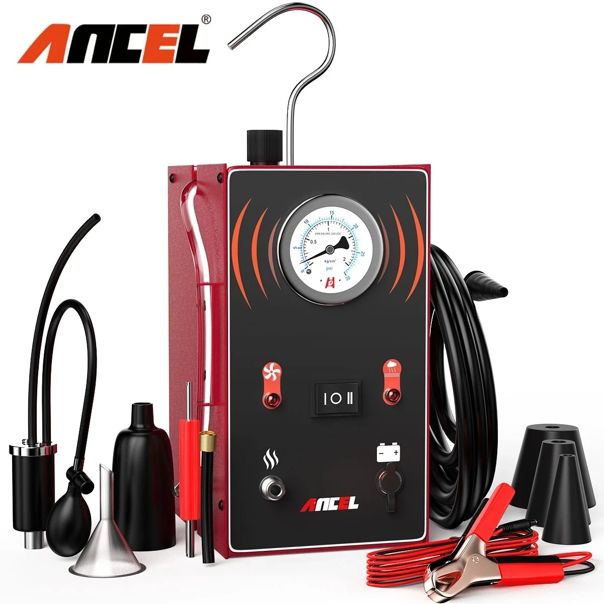 ourantools Detector de fugas de máquina EVAP automotriz, probador de fugas de tubo de combustible CC 12 V con pantalla de caudalímetro, modos duales para todos los automóviles