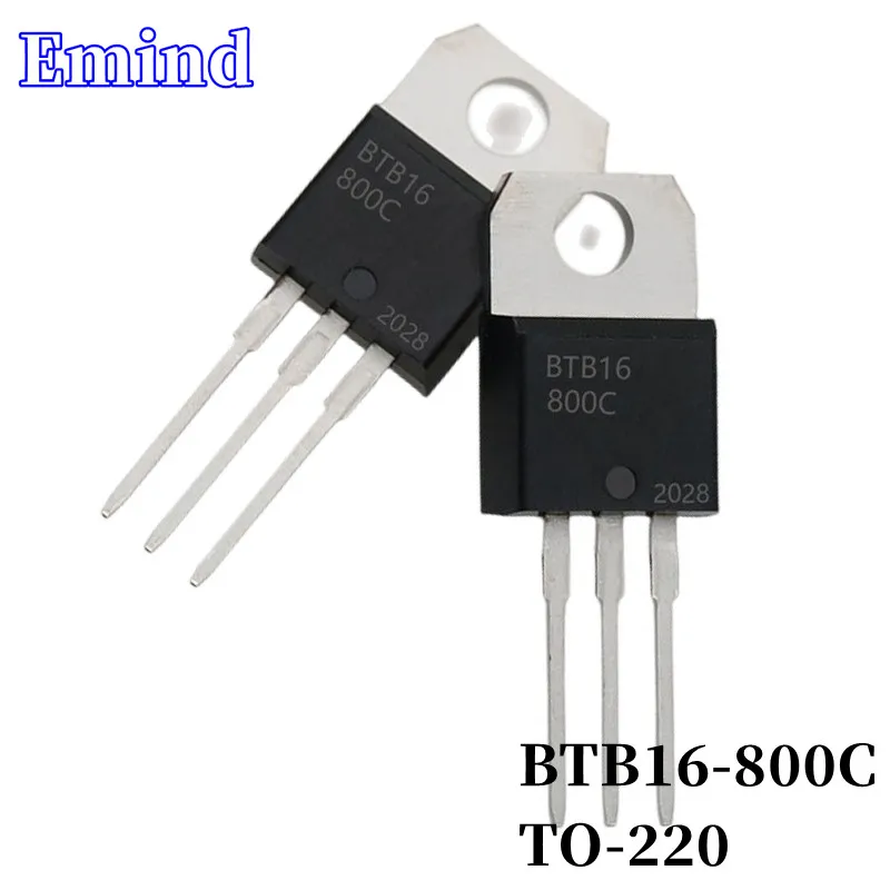 

5Pcs BTB16-800C BTB16 Thyristor TO-220 16A/800V DIP Triac Large Chip