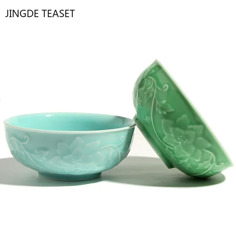 Large capacity Ceramic Teacup Longquan Celadon Tea Bowl Porcelain Teaware Accessories Master Tea cup Single Cup Drinkware