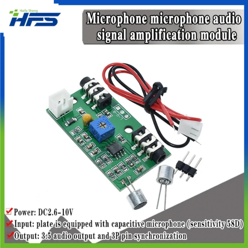 

Microphone Pickup Microphone Amplifier Module Adjustable Gain Audio Amplifier Circuit AC Signal Amplifier Board