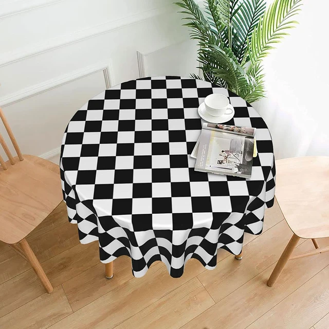Tovaglia rotonda con motivo a scacchi da corsa bianco nero tovaglia  circolare in stile semplice decorativa per le vacanze di nozze da pranzo -  AliExpress