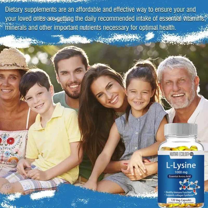 Human Ecology Llysine 1000mg 120 Tablets Enhanced Absorption Collagen Support Skin Lip Integrity