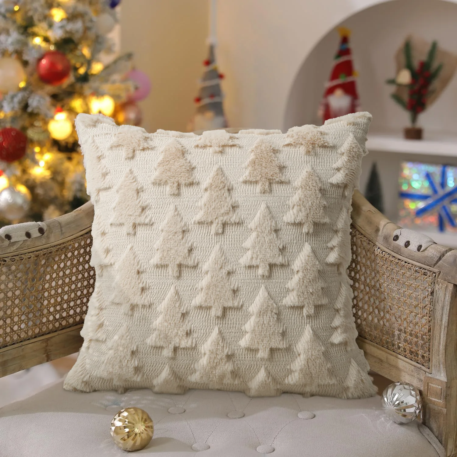 Green Christmas Throw Pillow Cover Image 9