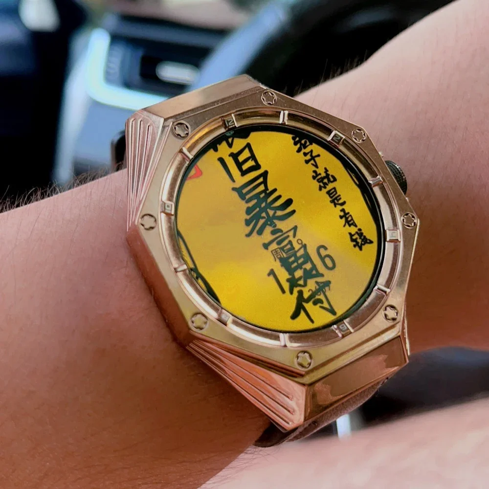 

SmartWatch Band Leather Strap For HUAWEI GT Cyber Steel Mod Kit Conversion Metal Cover One Piece Protective Metal Case Bracelet